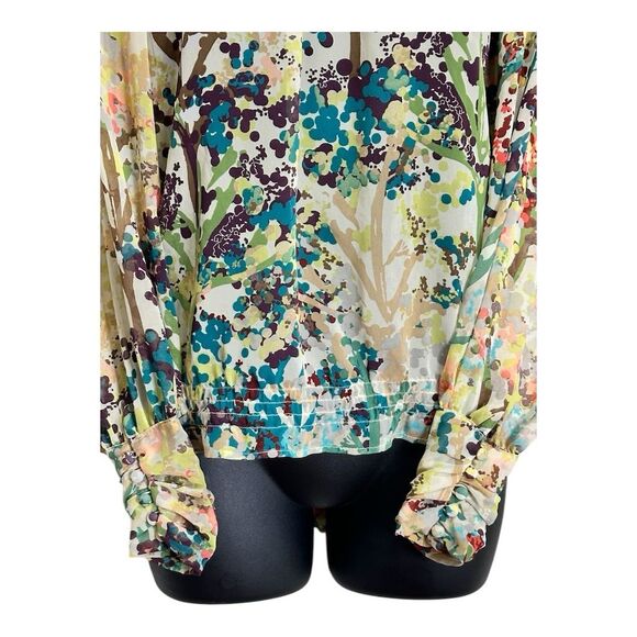 H&M Women's Multicolor Floral Sheer Long Sleeve Blouse Casual Size 2 - Picture 5 of 14